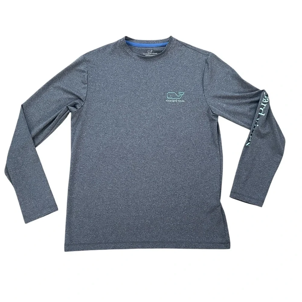Vineyard Vines Whale Harbor Performance Tee‎ Boys Large Long Sleeve Gray Size 16